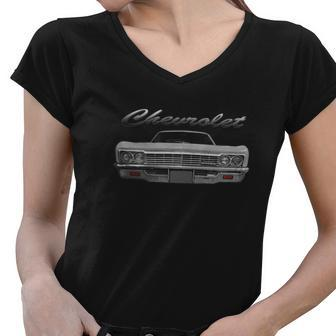 1966 Impala Front White Women V-Neck T-Shirt - Thegiftio UK