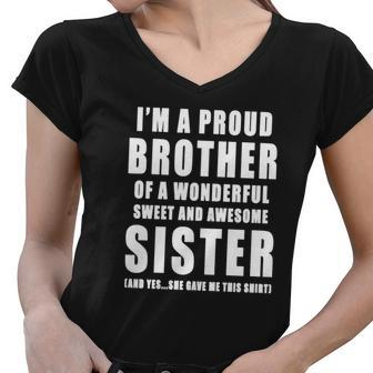 40 Familyfunny Gift For Brother From Sister - Birthday Present Women V-Neck T-Shirt - Thegiftio UK