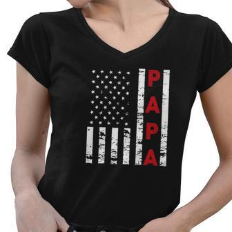4Th Of July Shirts Papa Usa Flag S Men Dad Grandpa Gifts Women V-Neck T-Shirt - Thegiftio UK