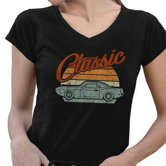 Classic Muscle Car Vintage Car Gift Women V-Neck T-Shirt - Thegiftio UK