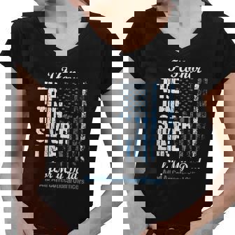 Correctional Officer Dad - Thin Silver Line Corrections Women V-Neck T-Shirt - Thegiftio