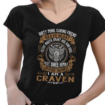 Craven Last Name Surname Tshirt Women V-Neck T-Shirt - Thegiftio UK