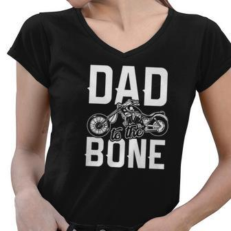 Daddy Life Shirts Dad To The Bone S Biker Christmas Gifts Women V-Neck T-Shirt - Thegiftio UK