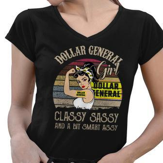 Dollar General Girl Classy Sassy And A Bit Smart Assy Vintage Shirt Women V-Neck T-Shirt - Thegiftio UK