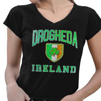 Drogheda Ireland Distressed Irish Pride Blac Women V-Neck T-Shirt - Thegiftio UK