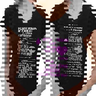 For My Husband In Heaven Tshirts Women V-Neck T-Shirt - Thegiftio