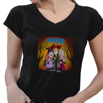Hocus Pocus Sanderson Sisters Ihop Halloween Pumpkin Women V-Neck T-Shirt - Thegiftio UK
