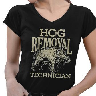 Hog Removal Technician Boar Hunting Vintage Pig Gift Women V-Neck T-Shirt - Thegiftio UK