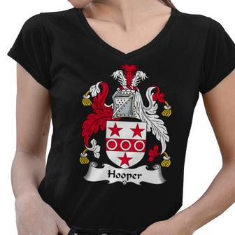 Hooper Family Crest British Family Crests Women V-Neck T-Shirt - Thegiftio UK