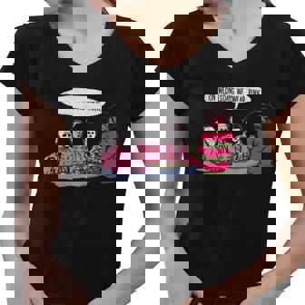 Horror On Wednesdays We Wear Pink Women V-Neck T-Shirt - Thegiftio