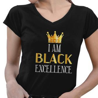I Am Black Excellence Black History Month Women V-Neck T-Shirt - Thegiftio UK