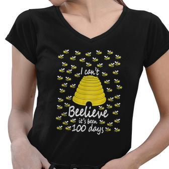 I Cant Beelieve It Is 100 Days 100 Days Of School Women V-Neck T-Shirt