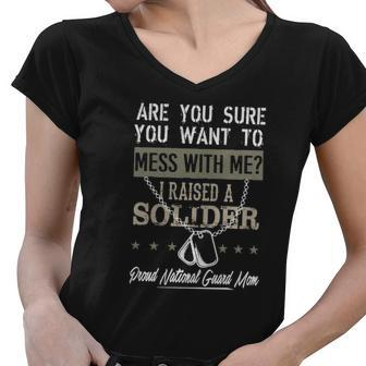 I Raised A Soldier National Guard Mom T-Shirts Women V-Neck T-Shirt - Thegiftio UK