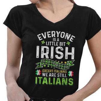 Irish Italian St Patricks Day Shamrock Italian Flag Gift Women V-Neck T-Shirt - Thegiftio UK