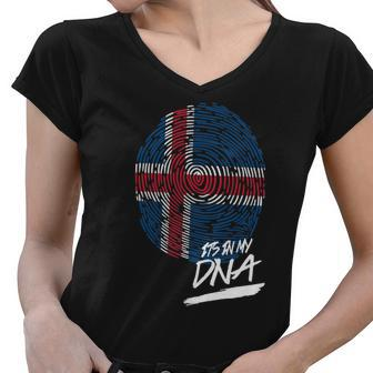 It Is In My Dna Iceland Baby Proud Country Flag Women V-Neck T-Shirt - Thegiftio UK