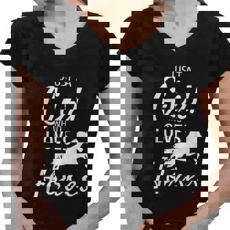 Just A Girl Who Loves Horses Riding Gifts Girls Horse Women V-Neck T-Shirt - Thegiftio