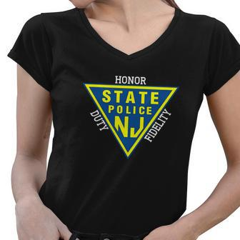 New Jersey State Police - Honor Nj Duty Fidelity Women V-Neck T-Shirt - Thegiftio UK
