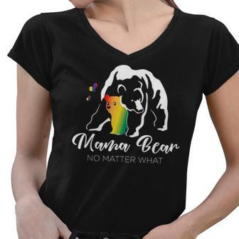 Proud Mom No Matter What Lgbtq Lgbt Mom Pride Mama Bear Pullover Women V-Neck T-Shirt - Thegiftio UK