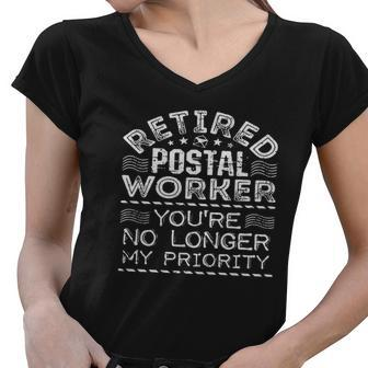 Retired Postal Worker Frontside Women V-Neck T-Shirt - Thegiftio UK