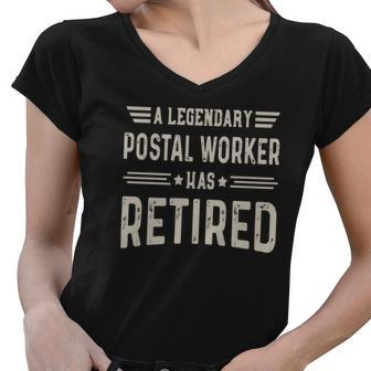 Retired Postal Worker Shirt - Legendary Postal Worker Women V-Neck T-Shirt - Thegiftio UK