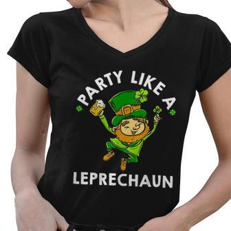 Saint Patricks Day Leprechaun Green Shamrock Women V-Neck T-Shirt - Thegiftio UK
