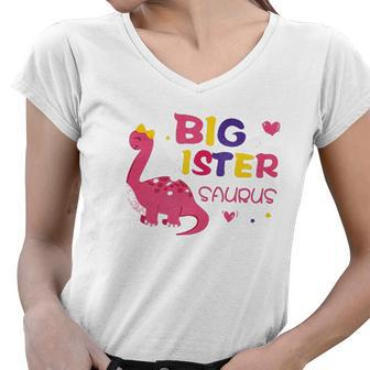 Dinosaur Big Sister Announcement V2 Women V-Neck T-Shirt - Thegiftio UK