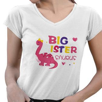 Dinosaur Big Sister Announcement V3 Women V-Neck T-Shirt - Thegiftio UK
