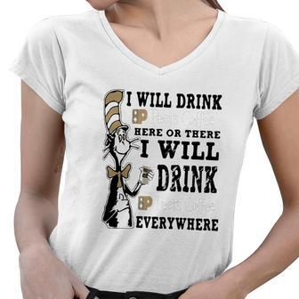 I Will Drink Peets Coffee Here Or There Women V-Neck T-Shirt - Thegiftio