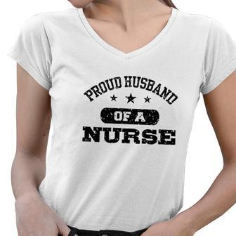 Proud Husband Of A Nurse Funny Nursing Gifts Women V-Neck T-Shirt - Thegiftio UK