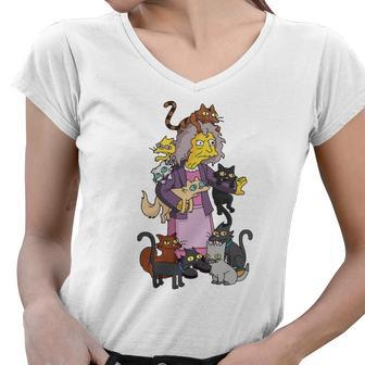 The Simpson Crazy Cat Lady Shirts Funny Cats Lady Christmas Sweatshirts For Christmas Xmas Women V-Neck T-Shirt - Thegiftio UK