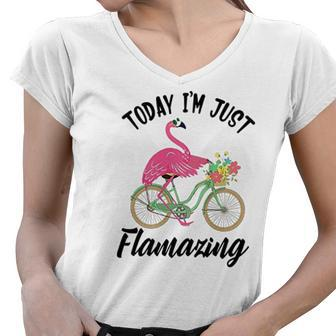 Today I Am Just Flamazing Flamingo Cycling Funny Women V-Neck T-Shirt - Thegiftio UK