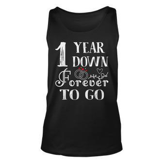 1 Year Down Forever To Go Couple 1St Wedding Anniversary Unisex Tank Top | Mazezy