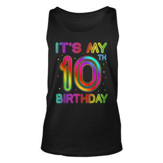 10 Year Old Birthday Glow Party 80S Its My 10Th Unisex Tank Top | Mazezy