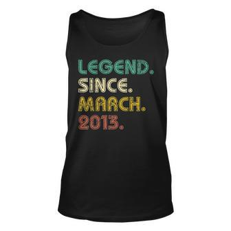 10 Years Old Gifts Legend Since March 2013 10Th Birthday Unisex Tank Top - Seseable