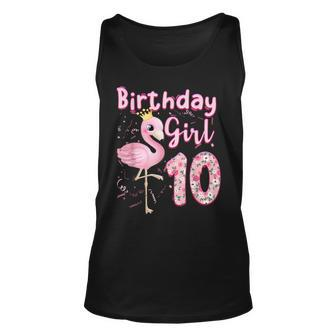 10Th Birthday Girls Flamingo 10 Years Old Tropical Flamingo Unisex Tank Top - Seseable