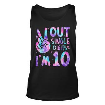 10Th Birthday Tie Dye Peace Out Single Digits Im 10 Year Old Tank Top | Mazezy