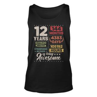 12 Years Of Being Awesome Retro Countdown 12Th Birthday Unisex Tank Top - Seseable