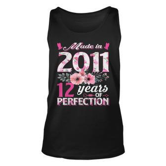 12 Years Old Gifts Made In 2011 Floral 12Th Birthday Women Unisex Tank Top - Thegiftio UK