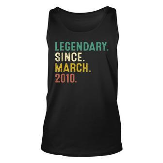 13 Years Old Gifts Legend Since March 2010 13Th Birthday Unisex Tank Top - Seseable