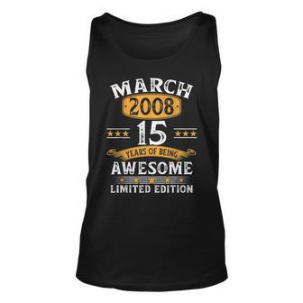 15 Geburtstag Geschenke Mann Frau Jahrgang März 2008 Tank Top - Seseable