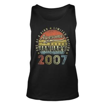 16Th Birthday Gift Awesome Since January 2007 16 Year Old Unisex Tank Top - Seseable