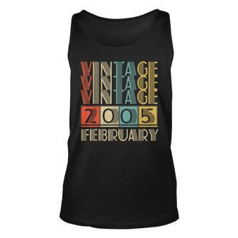 18 Year Old Gift Vintage Made In February 2005 18Th Birthday Unisex Tank Top - Thegiftio UK