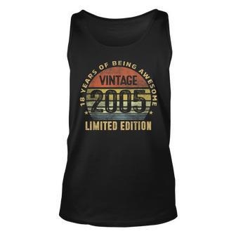 18 Years Old Vintage 2005 Limited Edition 18Th Birthday Gift V13 Unisex Tank Top - Thegiftio UK