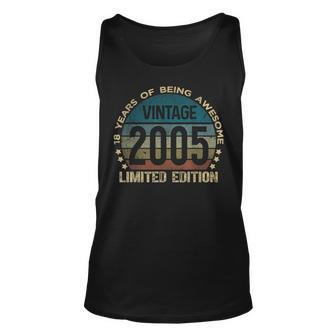 18Th Birthday 18 Year Old Limited Edition Vintage 2005 Tank Top | Mazezy