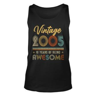18Th Birthday Gift Vintage 2005 Limited Edition 18 Year Old Unisex Tank Top - Thegiftio UK
