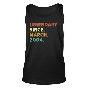 19 Years Old Legend Since March 2004 19Th Birthday Gifts Unisex Tank Top - Seseable