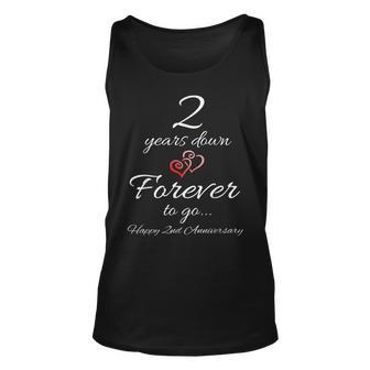 2 Years Down Forever To Go Happy 2Nd Anniversary Gift Unisex Tank Top | Mazezy