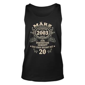 20 Geburtstag Geschenk Mann Mythos Legende März 2003 Tank Top - Seseable