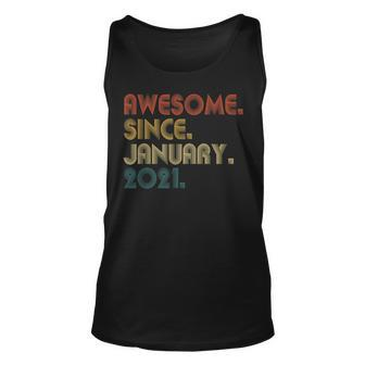 2Nd Birthday Gift 2 Year Old Awesome Since January 2021 Unisex Tank Top - Thegiftio UK