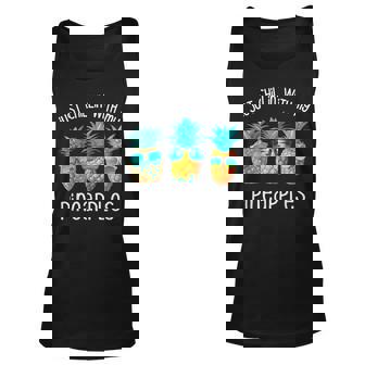 3 Pineapples Sunglasses Chillin Fun Hawaiian Tropical Summer Tank Top | Mazezy